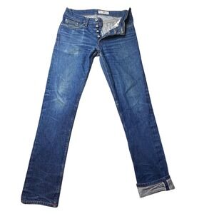 Gustin Jeans Mens 30x32 Blue Raw Slim Fit California Selvedge Button Fly Denim